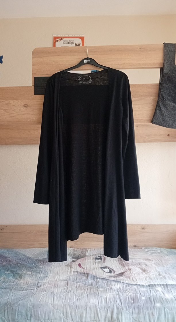 Uzun Siyah Süet Salaş Hırka - Görsel 2