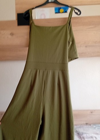 Kadın Haki Uzun Askısız Salaş Tulum - Görsel 6