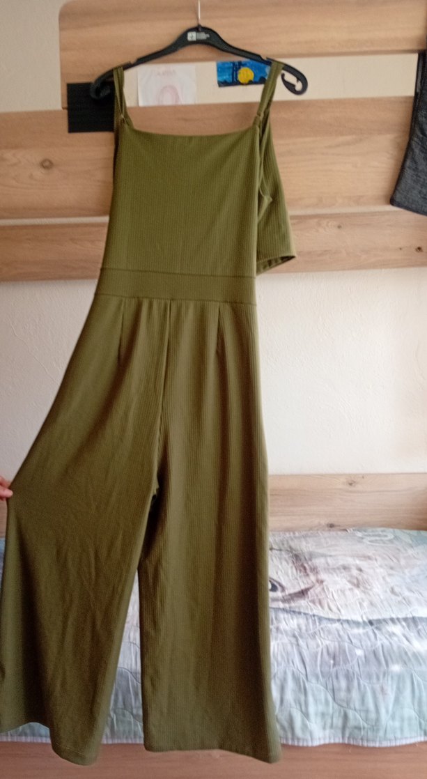 Kadın Haki Uzun Askısız Salaş Tulum - Görsel 4