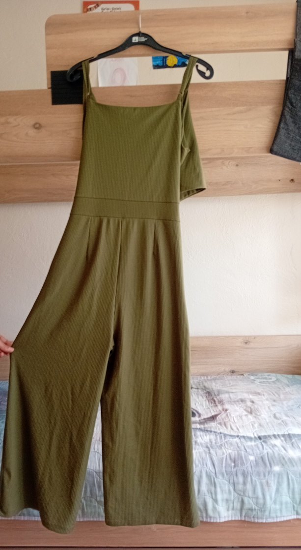 Kadın Haki Uzun Askısız Salaş Tulum - Görsel 5