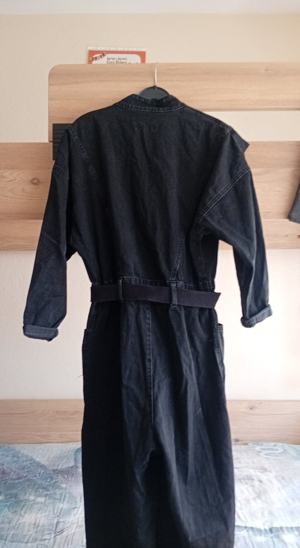 Kadın Siyah Kot Uzun Tulum - Görsel 5