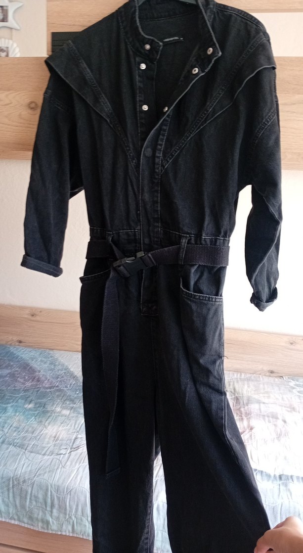 Kadın Siyah Kot Uzun Tulum - Görsel 2