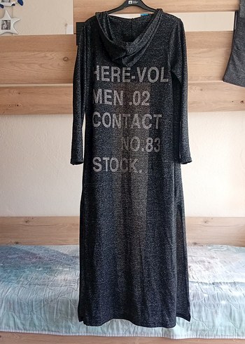 Gri Uzun Örgü Kadın Elbise - Görsel 4