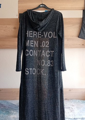 Gri Uzun Örgü Kadın Elbise - Görsel 3