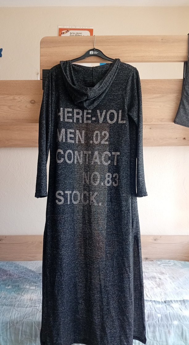 Gri Uzun Örgü Kadın Elbise - Görsel 3