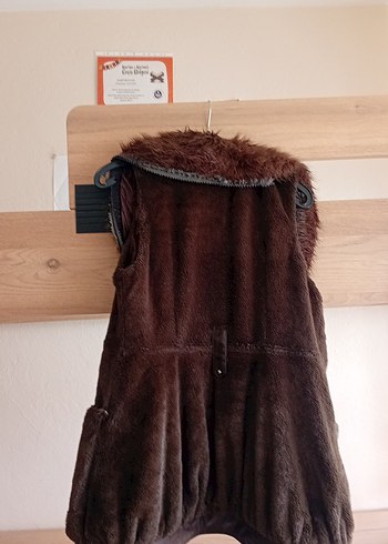 Kahverengi Süet Kürklü Kadın Yelek - Görsel 4