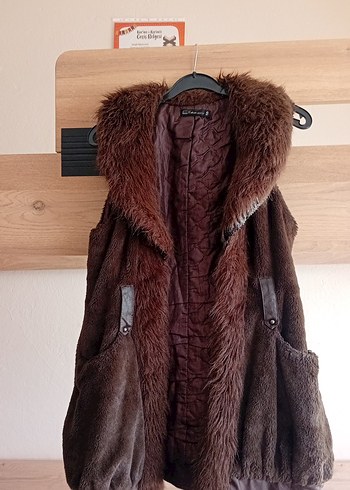 Kahverengi Süet Kürklü Kadın Yelek - Görsel 2