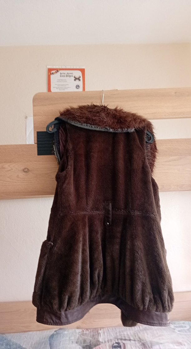 Kahverengi Süet Kürklü Kadın Yelek - Görsel 4