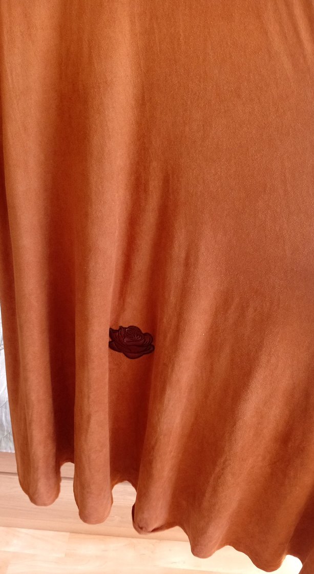 Drapeli Kahverengi Süet Uzun Kollu Elbise - Görsel 2