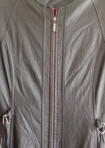 Uzun Siyah Deri Goth Kemerli Kadın Ceket - Görsel 4