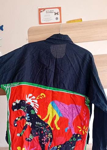 Drapeli Çok Renkli Mini Gömlek - Görsel 5