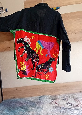 Drapeli Çok Renkli Mini Gömlek - Görsel 3