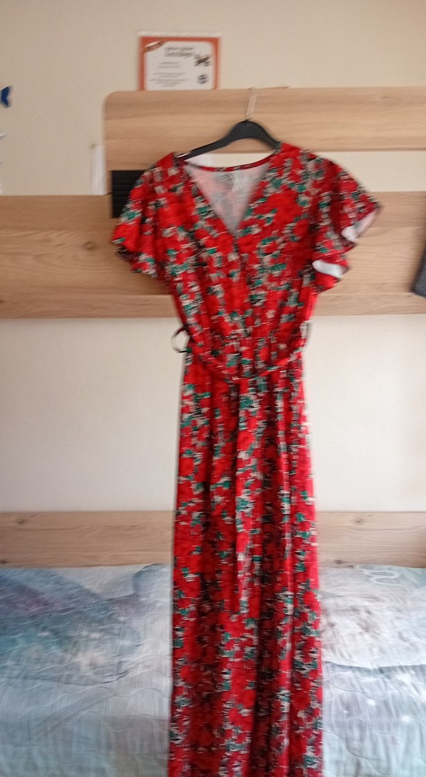 Kırmızı Çiçekli Bohem Uzun Elbise - Görsel 2