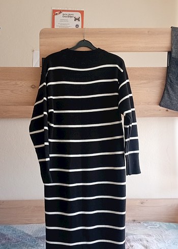 Siyah Çizgili Uzun Triko Elbise - Görsel 5