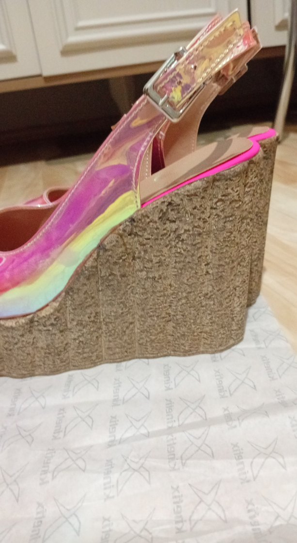 Pembe Bağlamalı Kadın Dolgu Topuklu Ayakkabı - Görsel 3