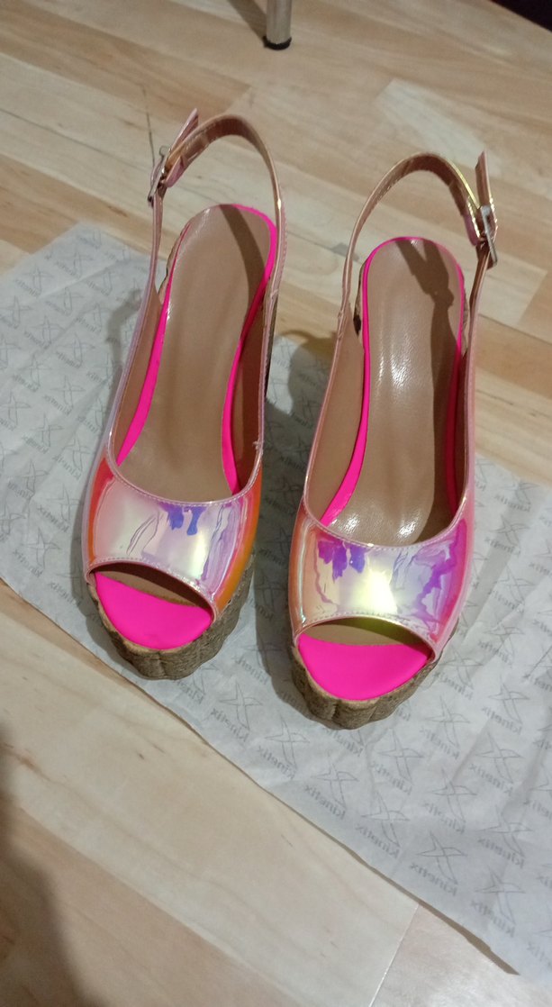 Pembe Bağlamalı Kadın Dolgu Topuklu Ayakkabı - Görsel 2