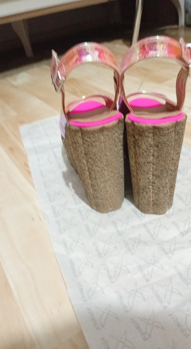 Pembe Bağlamalı Kadın Dolgu Topuklu Ayakkabı - Görsel 5