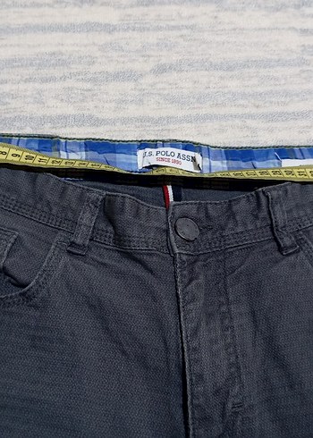 33 Beden gri Renk Gri Erkek Denim Kemerli Kısa Şort