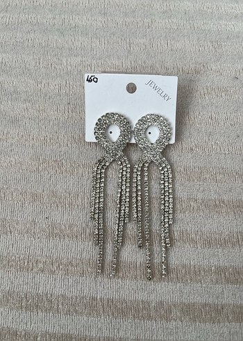 Uzun gümüş rengi küpe - Görsel 4