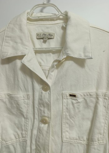 Düğmeli Beyaz Keten Kısa Tulum - Görsel 2