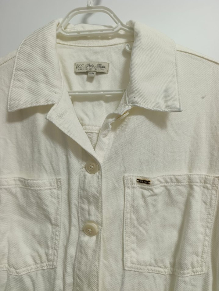 Düğmeli Beyaz Keten Kısa Tulum - Görsel 2