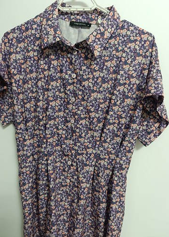 Mor Renkli Düğmeli Midi Elbise - Görsel 2