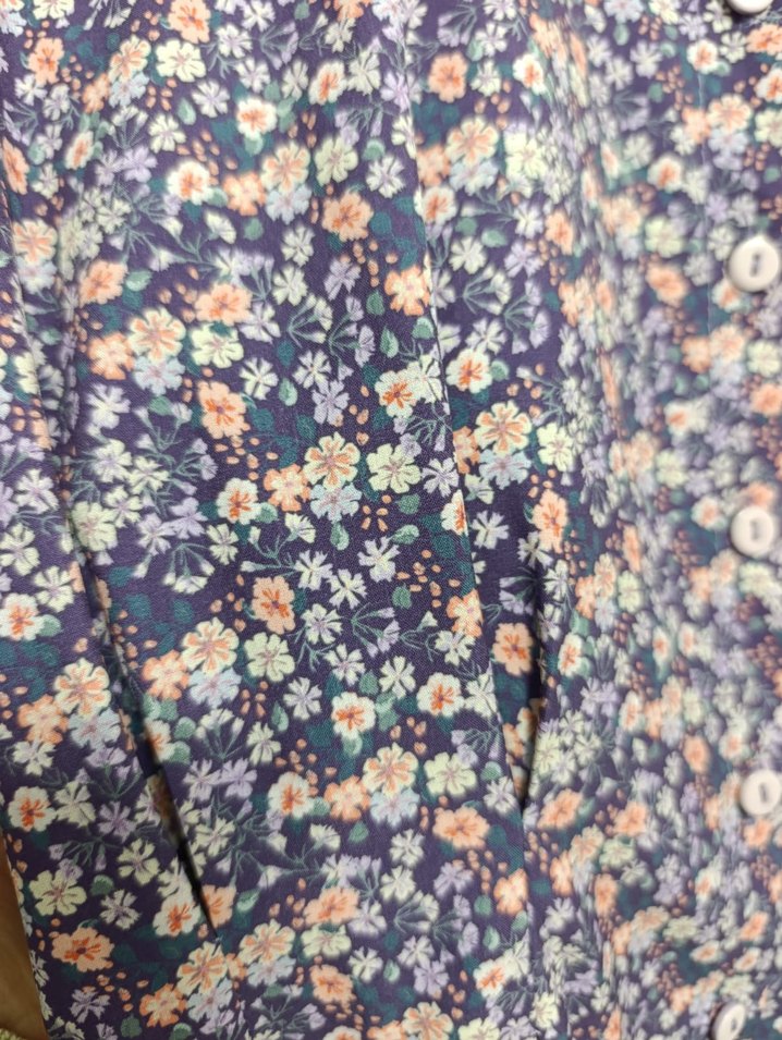 Mor Renkli Düğmeli Midi Elbise - Görsel 3