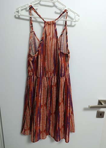 Çok Renkli Pilili Askılı Midi Elbise - Görsel 2