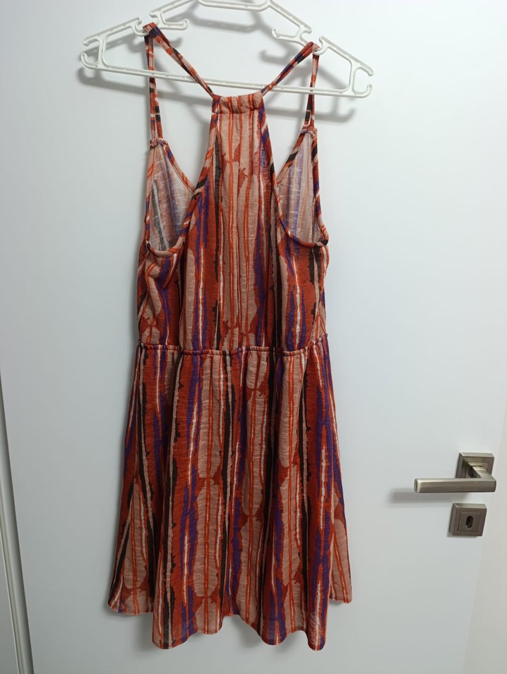 Çok Renkli Pilili Askılı Midi Elbise - Görsel 2