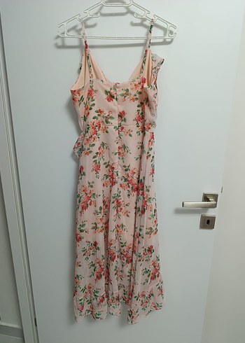 Pembe Çiçekli Uzun Bohem Elbise - Görsel 2