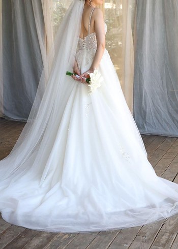 Beyaz Modern Klasik Gelinlik - Görsel 6