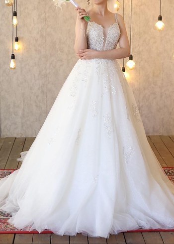 Beyaz Modern Klasik Gelinlik - Görsel 2