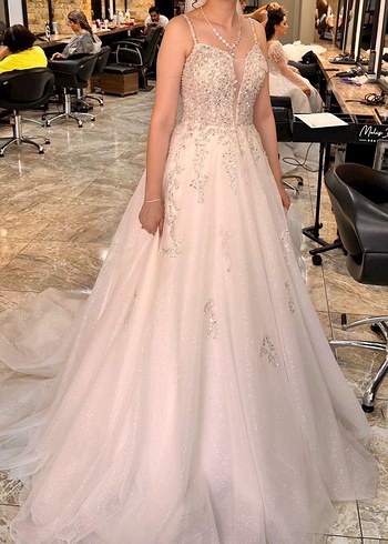 Beyaz Modern Klasik Gelinlik - Görsel 5