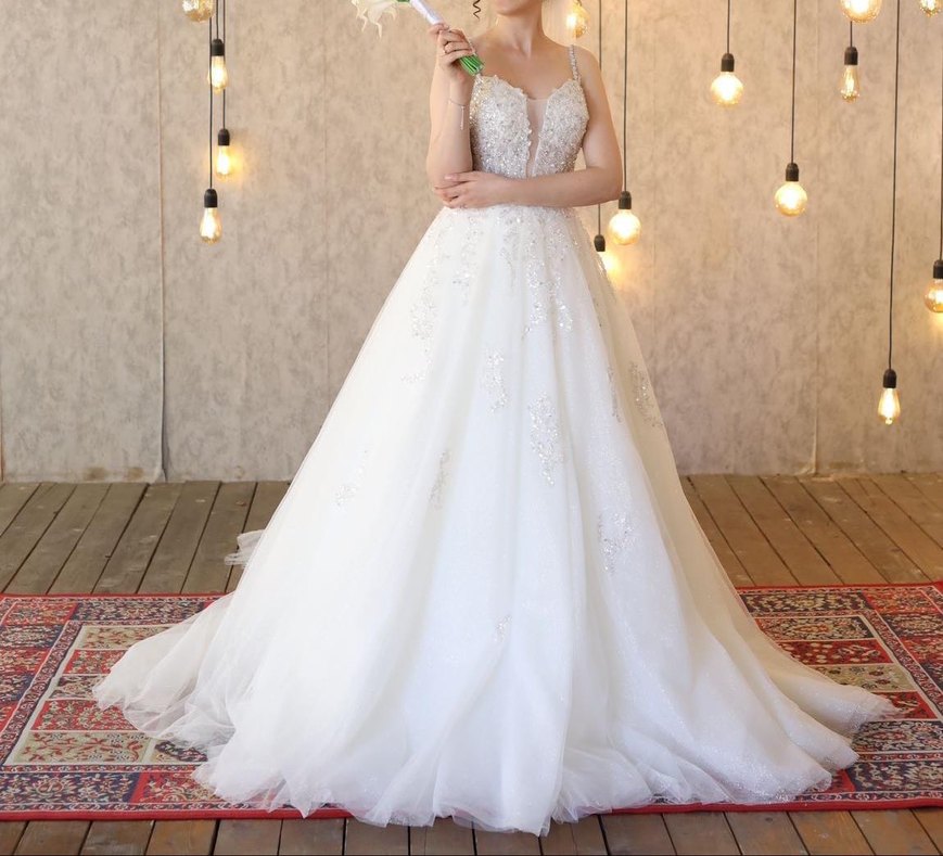 Beyaz Modern Klasik Gelinlik - Görsel 2