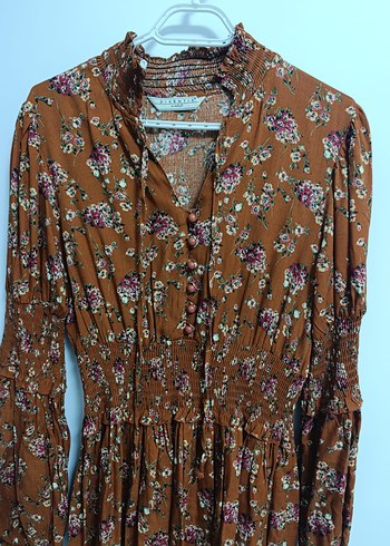 Uzun Kollu Bohem Çiçekli Elbise - Görsel 2