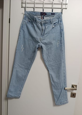 Mavi Pastel Renkli Kadın Bol Kesim Kot Pantolon - Görsel 3