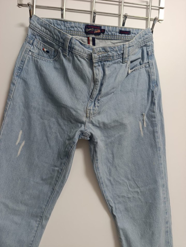 Mavi Pastel Renkli Kadın Bol Kesim Kot Pantolon - Görsel 2