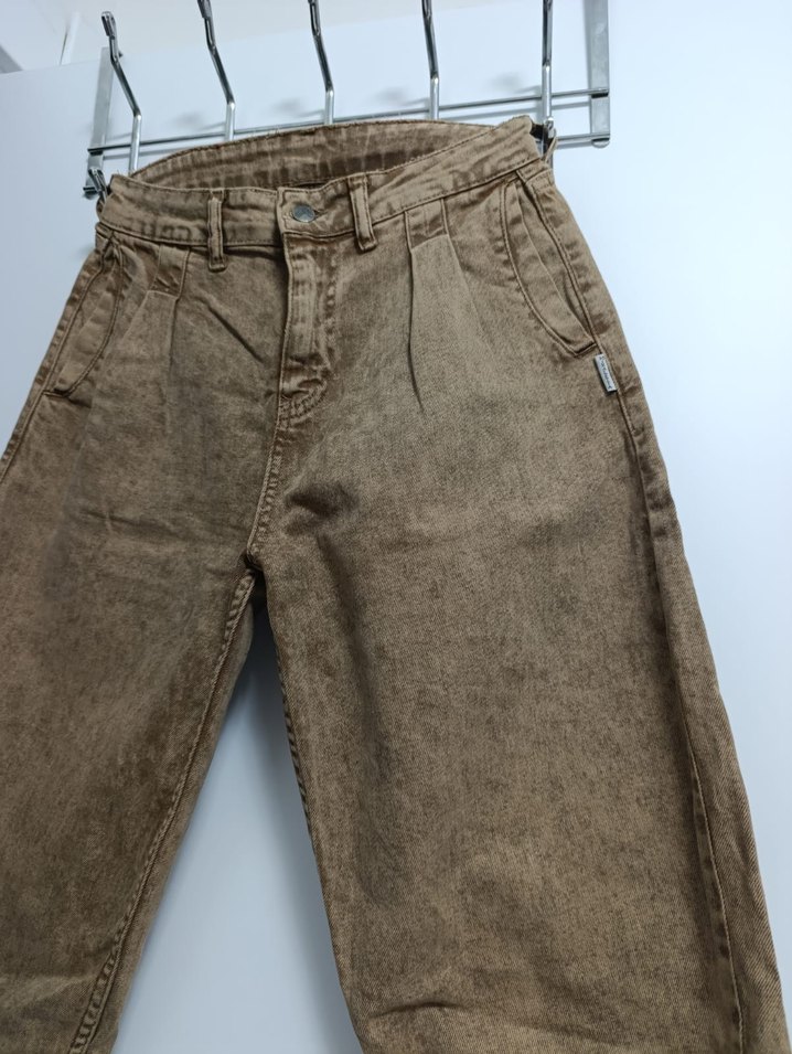 Kadın Bej Kemerli Bol Kesim Keten Pantolon - Görsel 3