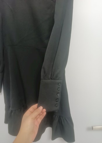 Uzun Kollu Siyah Gotik Elbise - Görsel 2