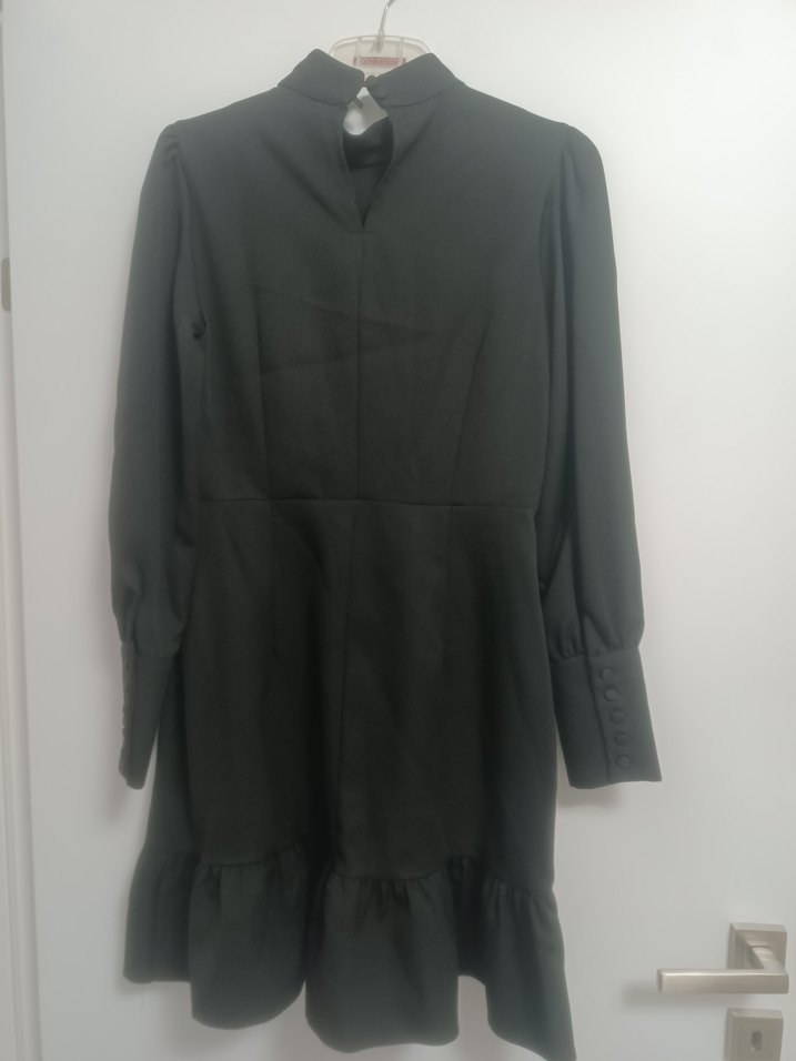 Uzun Kollu Siyah Gotik Elbise - Görsel 3