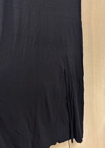 Siyah V Yakalı Uzun Kadın Elbise - Görsel 5