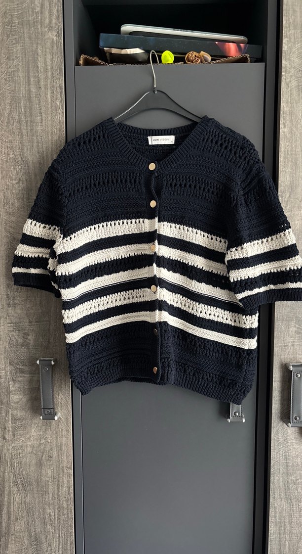 Örgü Midi Kadın Hırka, Kısa Kollu, Rahat Kesim - Görsel 3