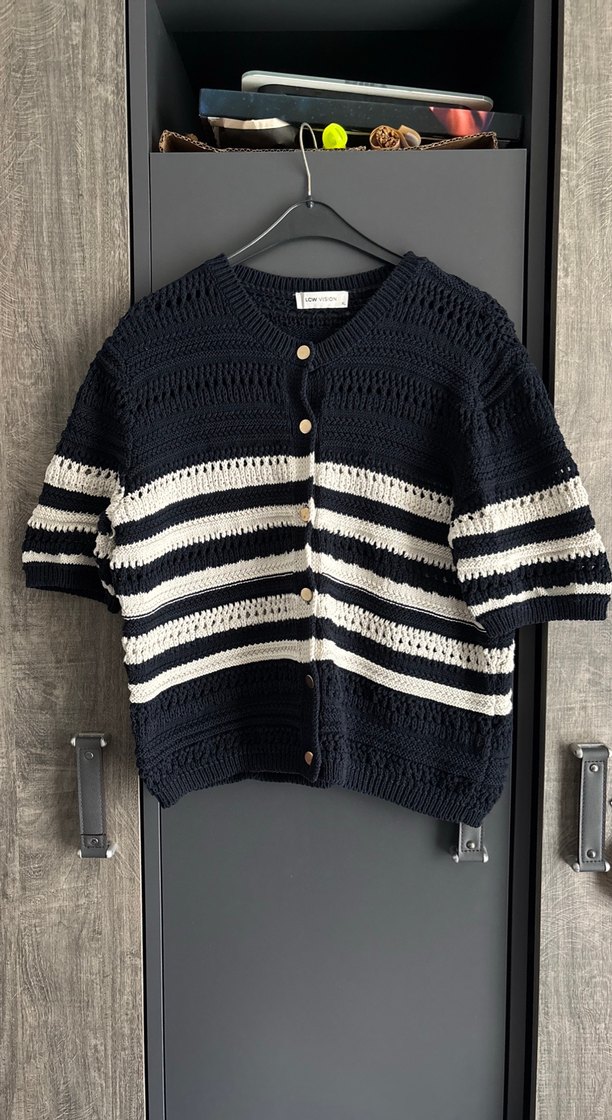 Örgü Midi Kadın Hırka, Kısa Kollu, Rahat Kesim - Görsel 2