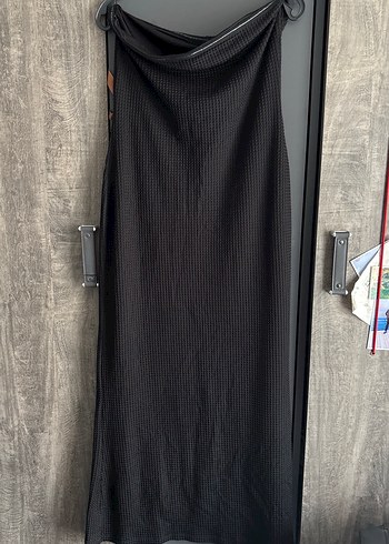 Drapeli Siyah Uzun Kadın Etek - Görsel 4