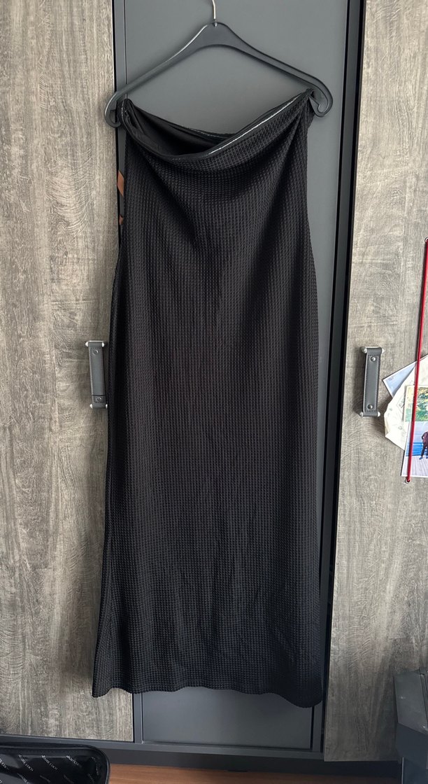 Drapeli Siyah Uzun Kadın Etek - Görsel 3