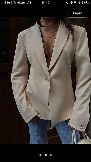 Krem blazer ceket