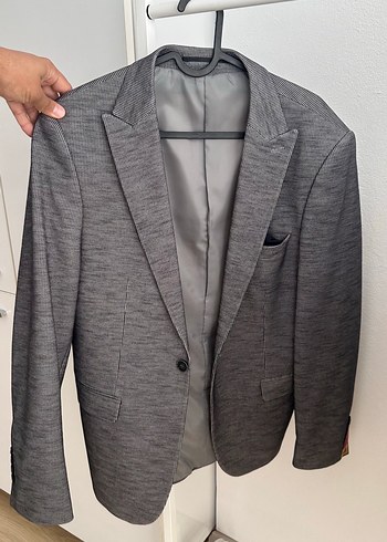 Gri Düğmeli Erkek Ceket, Normal Boy, Regular Fit