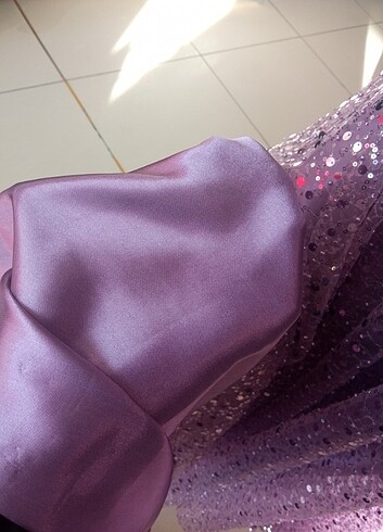 Mor boncuklu payetli abiye  - Görsel 3