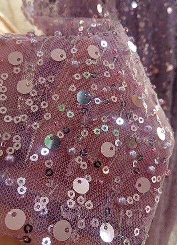 Mor boncuklu payetli abiye  - Görsel 5