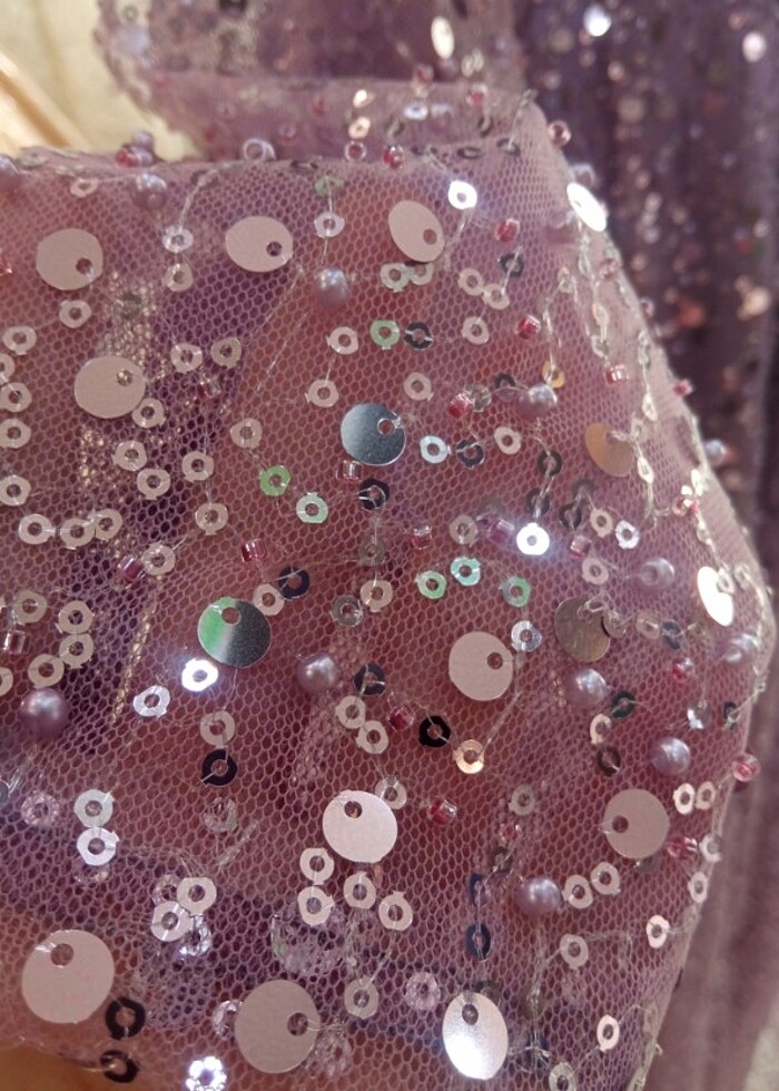 Mor boncuklu payetli abiye  - Görsel 5